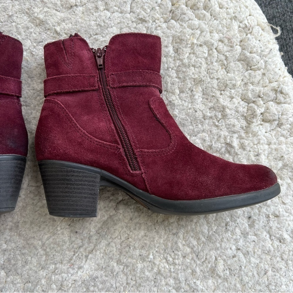 Earth Origins by EARTH "Tori" Merlot Suede Ankle Western Boho Booties Size 7M - Picture 5 of 12
